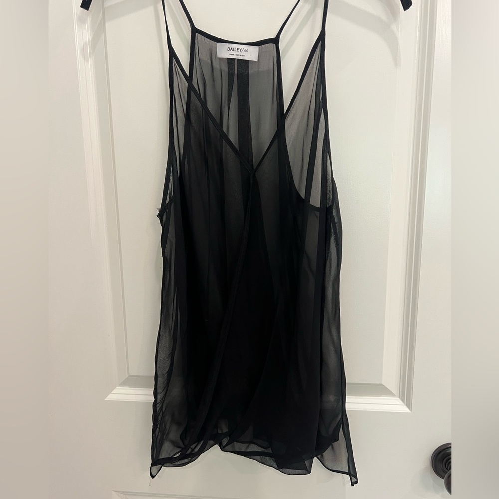 Bailey 44 Black and Gray Sheer Top